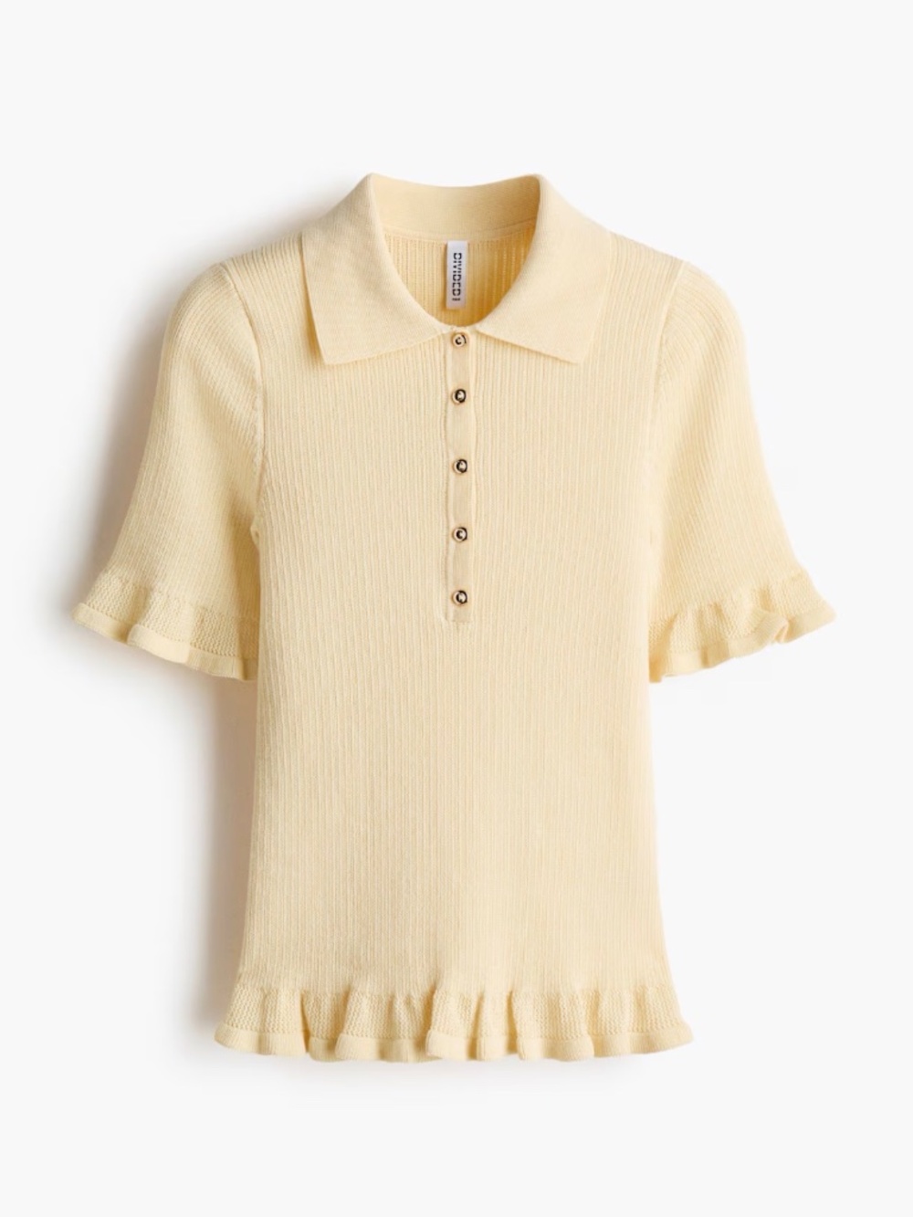 H&M Yellow Ruffle-Trim Knit collar top